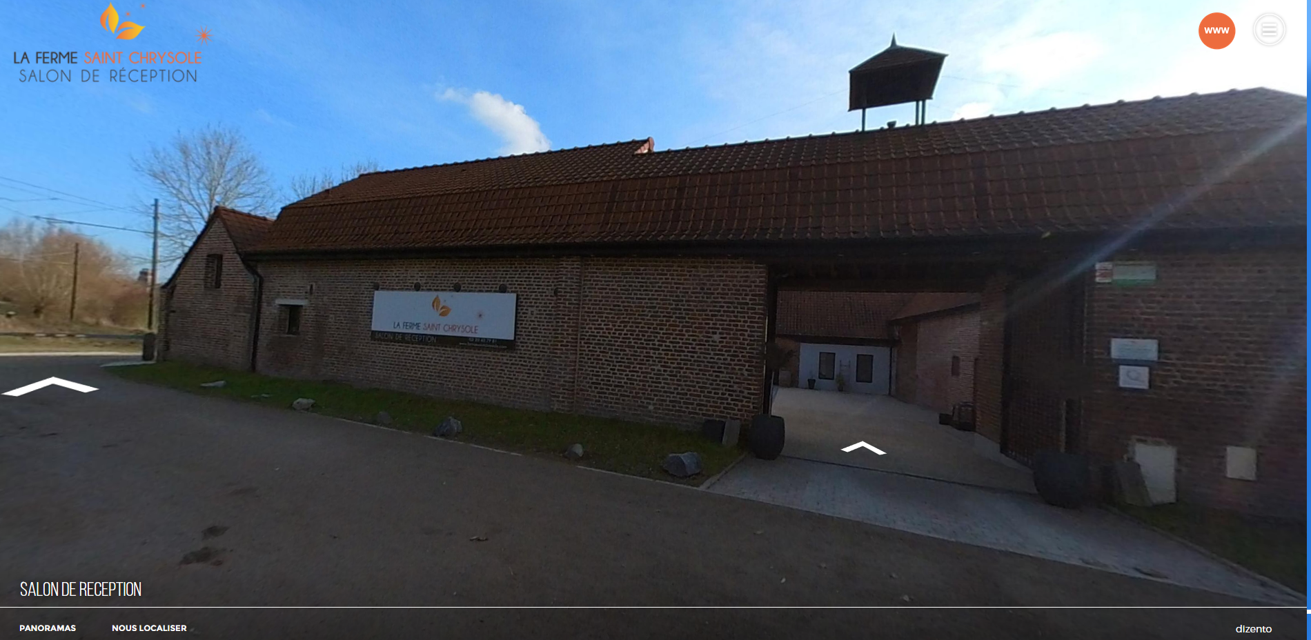 Visite virtuelle 360 de salle de réception à la Ferme Saint Chrysole